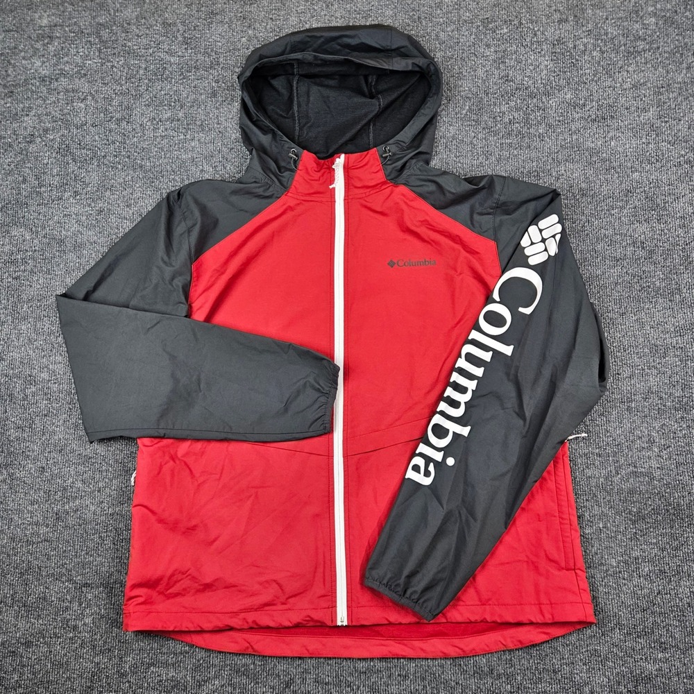 Columbia Panther Creek Jacket Mens XL Red Full Zip Lightweight Water Resistant